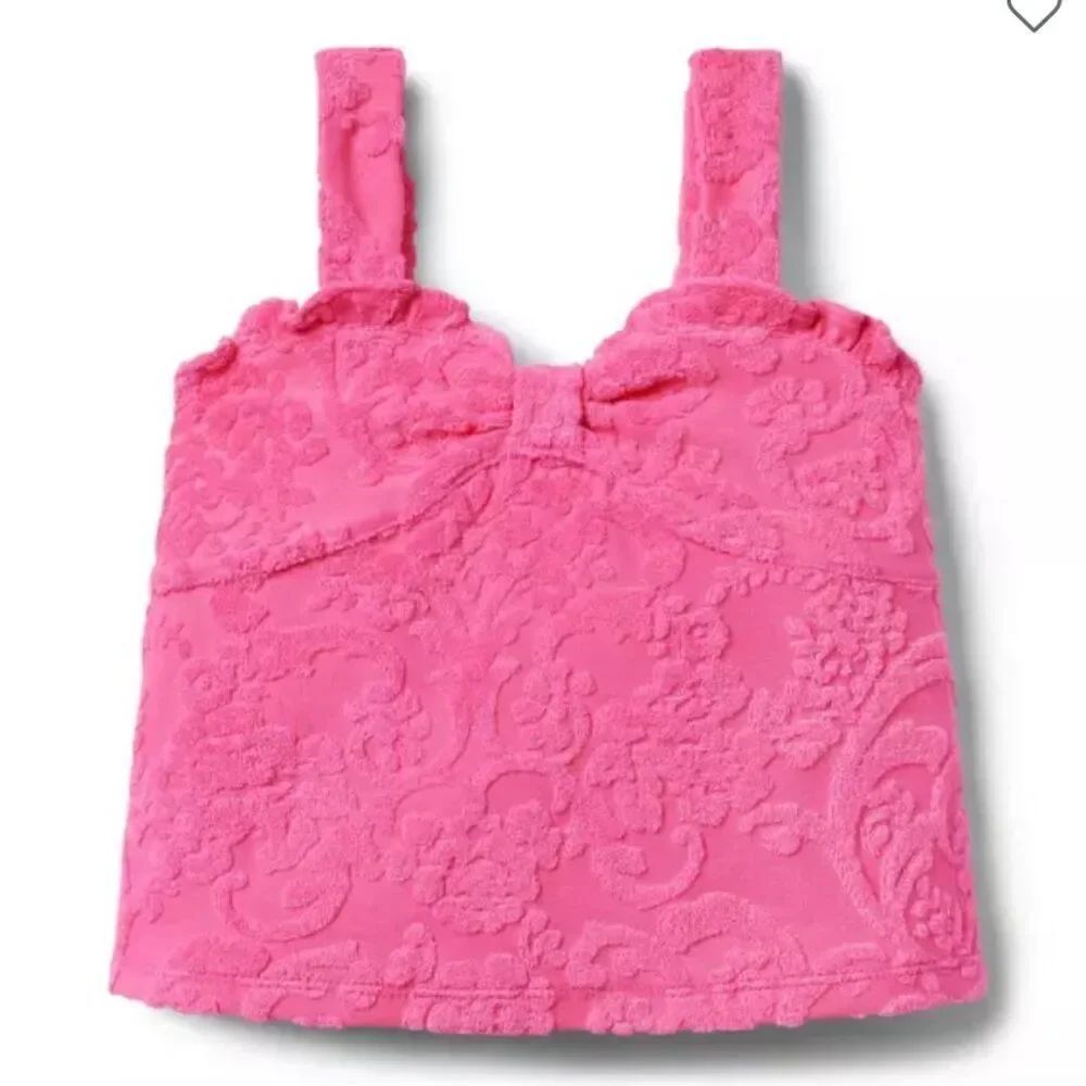 Janie and Jack 100048640 Floral Terry Jacquard Top Pink NWT size 3